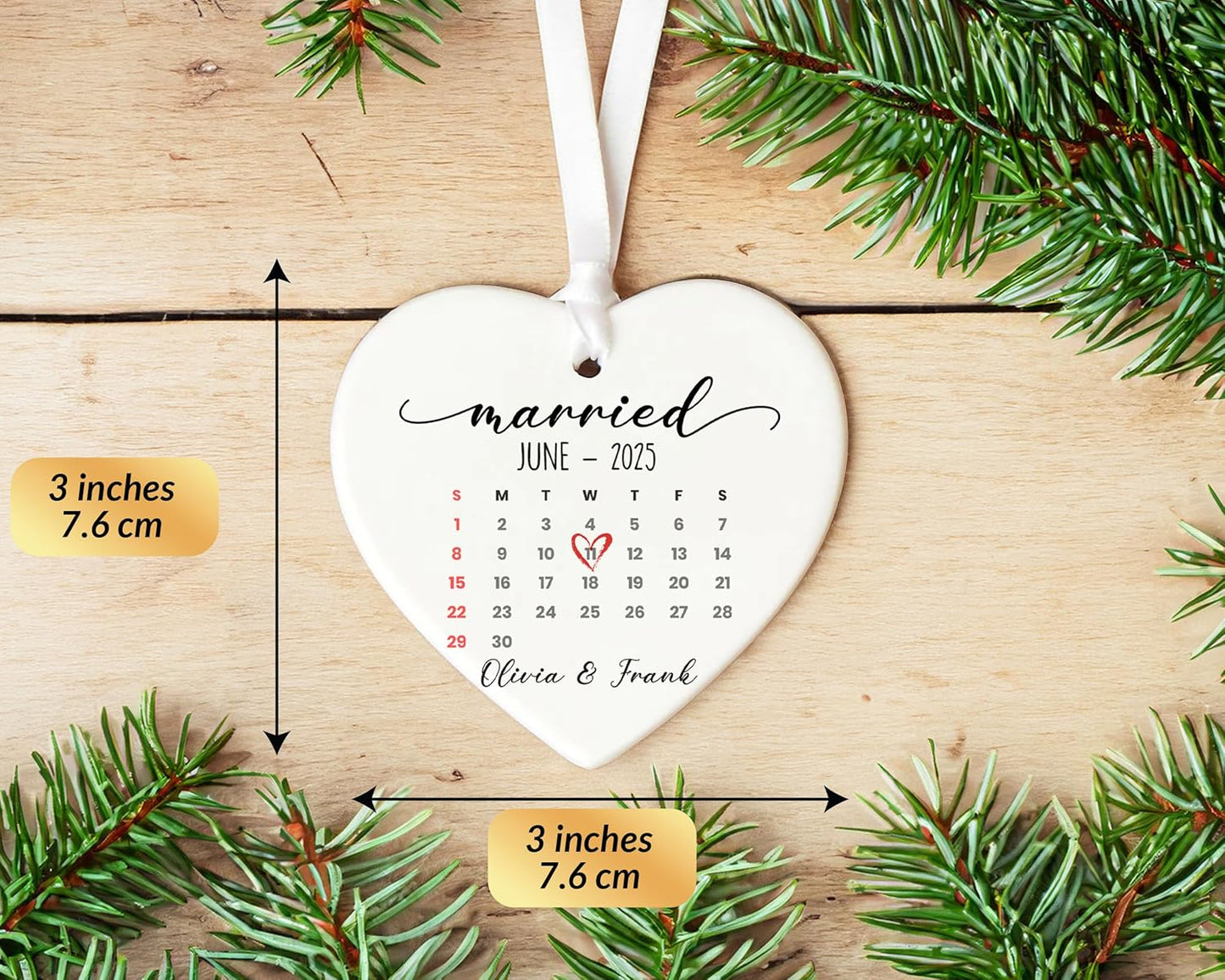 Personalized Engagement Ornament 2025, New Married Engaged Couple Ornament, Custom Wedding Date for Newlywed Couple, Wedding Bridal Shower Gift, Bride and Groom