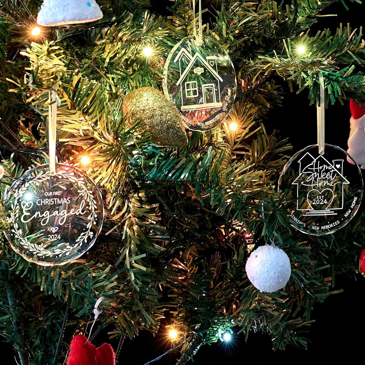 Baby's First Christmas Ornament 2024,Babys First Christmas Ornament for Girl,Boy,Glass Babies First Christmas Ornaments with Box