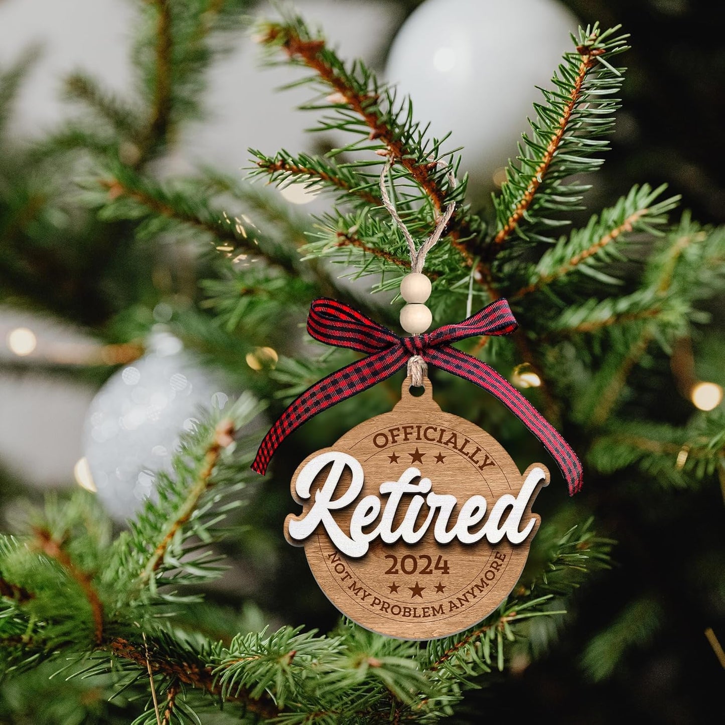 Retirement Gifts for Men - Retirement Ornament 2024 - Cool Retired Gifts for Women - Wood Retired Ornament