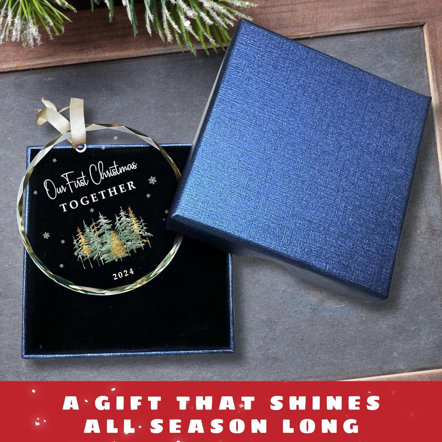 Our First Christmas Together - Mr & Mrs Gift: Glass Ornament for Newlyweds