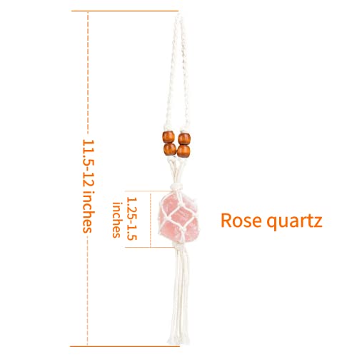 Healing Crystals Feng Shui Hanging Ornament Car Ornament Meditation Hanging Ornament Window Ornament for Home Decor (1 Piece Rose Quartz 1)