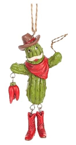 The Bridge Collection Santa Cactus Ornament - Cactus Cowboy Christmas Tree Ornaments - Santa Ornament - Southwestern Ornament