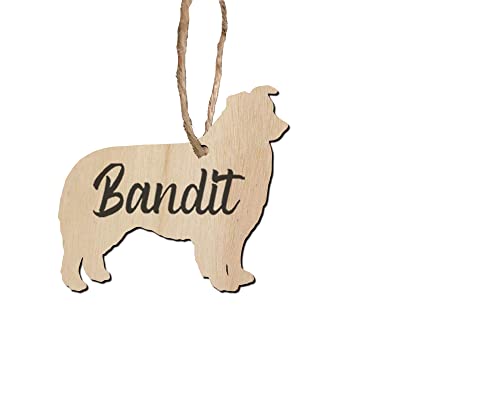 Miniature Australian Shepherd Christmas Ornament, Wood Dog Ornament