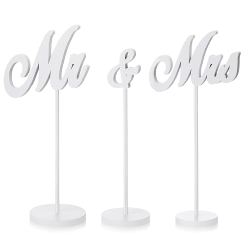 Geetery Mr and Mrs Wedding Table Decor Wooden Letter Sign Wedding Wood Tall Standing Sign Vintage Mr and Mrs Table Decorations for Photo Props Anniversary Party Supply