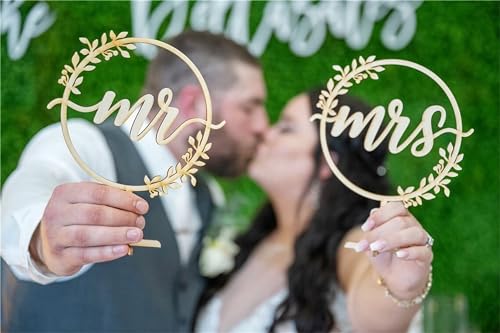 Mr and Mrs Wedding Sign for Rustic Just Married Party Table Decoration,Wooden
