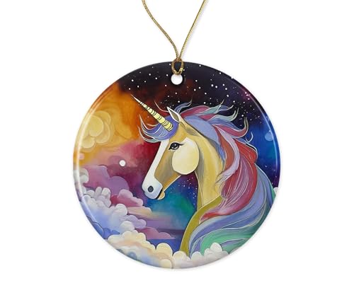 Majestic Unicorn Pink Purple Blue - Unicorn Ornament - Christmas Ornament - Holiday Ornament - Ceramics Ornament for Him Her Wife Husband Printed on Both Sides