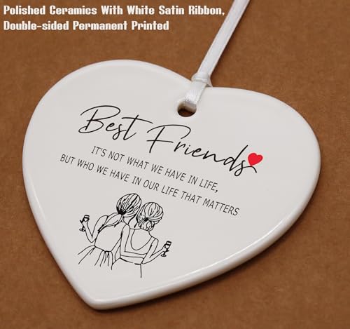 It ‘s Not What We Have in Life-Best Friend BFF Friendship Gifts for Best Friends,Thanksgiving New Leaving Birthday for Friends Bestie-Ceramic Heart Shaped Ornament with Gift Box