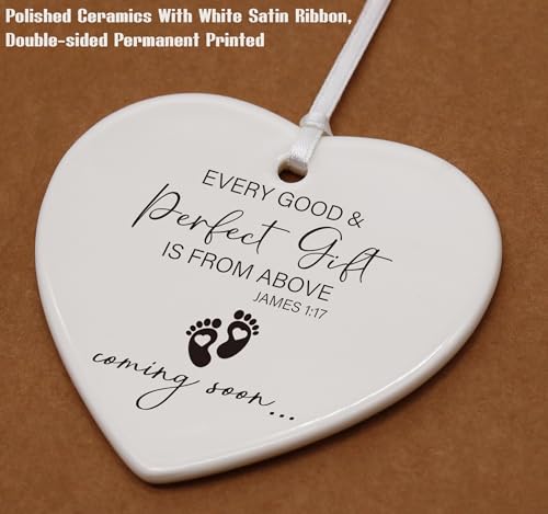 Baby Pregnancy Announcement Gifts-Promoted to Grandparents,Grandma,Grandpa,Aunt,Uncle-Baby Coming Soon-New Baby Reveal Gifts for Mom Dad Sister Brother Friends Heart Shaped Ornament
