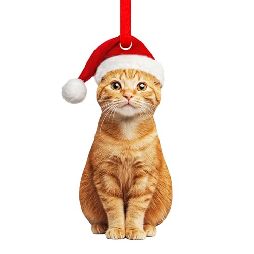 Grey Cat Christmas Ornament - Ornament for Christmas Tree - Holiday Stocking Stuffer - Festive Holiday Ornament