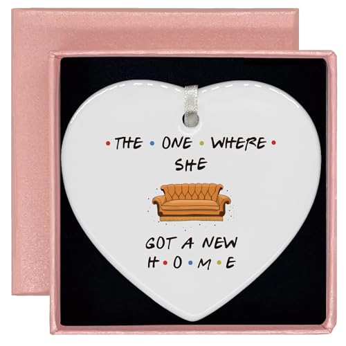 The One Where She Got A New Home-Friends Tv Show Theme-New House Gift-Realtor to Homeowner Present-Happy New Home-Congrats First Time New House Gift,Housewarming Presents-Heart Shaped Ornament
