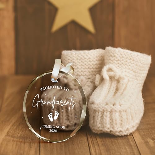 Grandparents Gifts - First Time Grandparents Gifts for Grandma, Grandpa - Baby Pregnancy Announcement Ornament for New Grandma - Grandpa to Be Ornaments - Glass Hanging Ornament 2026