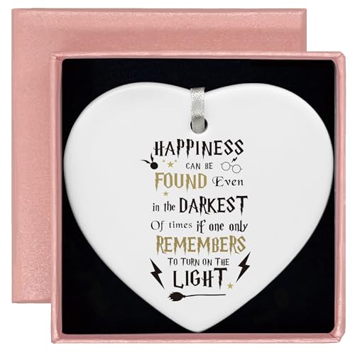 Meaningful Birthday,Graduation, Inspirational Gifts-Recovery Present-Encouragement Present-Ceramic Heart Shaped Ornament-Happiness Can Be Found Even in The Darkest