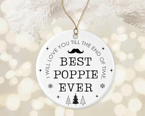 Best Poppie Ever Ornament, Poppie Christmas Ornament, Ornament for Poppie, Christmas Ornament Gift from Daughter, Son Printed on Both Sides