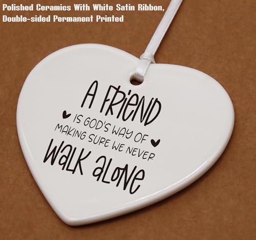 Friendship Gift for Best Friend,Birthday Chirstmas Gifts for Women Best Friends, Bestie BFF,Soul Sister-Ceramic Heart Shaped Ornament with Present Box-A Friend is God's Way
