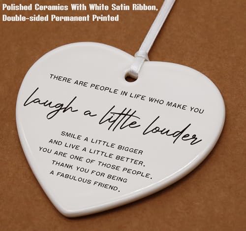 Friendship, Birthday Christmas,Thank You Gift,Colleague Present-There are People in Life-Ceramic Heart Ornament Keepsake Sign Plaque Decor Present-Double-Sided Printing
