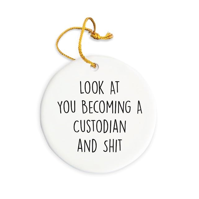 Custodian Ornament, Custodian Christmas Ornament, Custodian Christmas Tree Ornament, Custodian Gift, Christmas Decorations, 3" Circle Ceramic Ornament