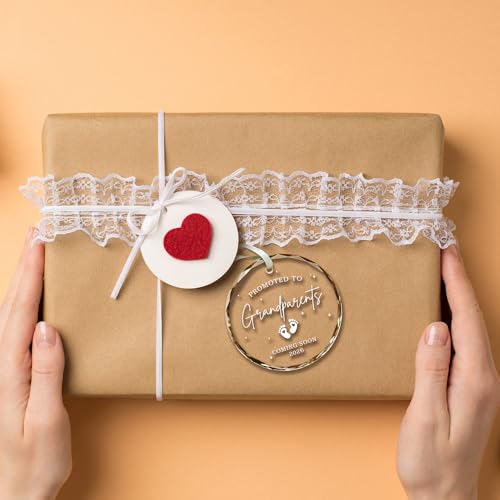 Grandparents Gifts - First Time Grandparents Gifts for Grandma, Grandpa - Baby Pregnancy Announcement Ornament for New Grandma - Grandpa to Be Ornaments - Glass Hanging Ornament 2026