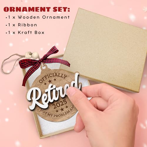 Retirement Gifts for Men - Retirement Gifts for Men 2025 - Happy Funny Cool Retire Party Gift Ideas - Mens Retired Gift Ideas for Coworker, Boss, Teacher, Nurse, Man - Wood Retired Ornament