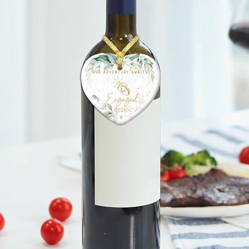 Gossby Ceramic Heart Ornament - Our Adventure Awaits Engaged 2025 - Wedding, Engagement Gifts for Couple 2025 - Gift for Newly Engaged Couple, Bride, Groom