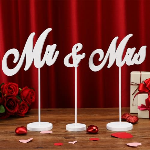 Geetery Mr and Mrs Wedding Table Decor Wooden Letter Sign Wedding Wood Tall Standing Sign Vintage Mr and Mrs Table Decorations for Photo Props Anniversary Party Supply