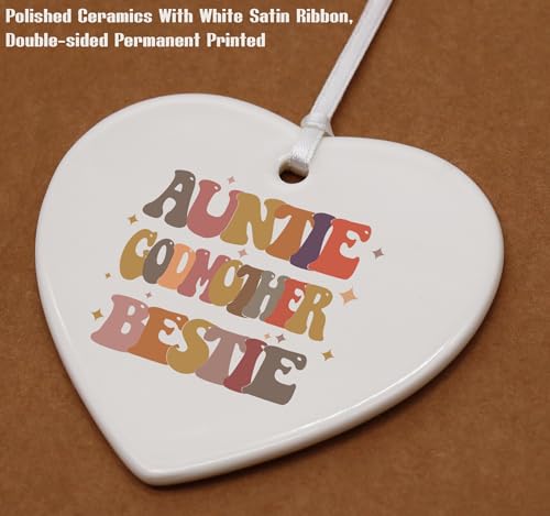 Mother's Day,Birthday,Thanksgiving, Aunt Godmother Bestie Gift-Godmother Proposal Present,Christening Baptismal Present for Godmom-Heart Shaped Ornament