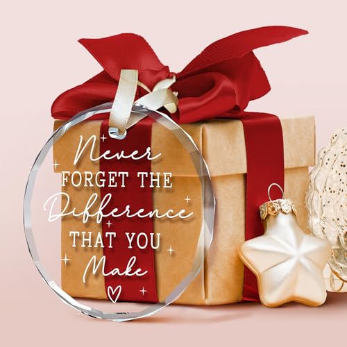Thank You Gifts for Women, Employee, Boss, Coworkers, Manager, Teacher, Nurse, Friend - Never Forget The Difference You Make Gifts - Appreciation Retirement Farewell Goodbye Thank You - Glass Ornament