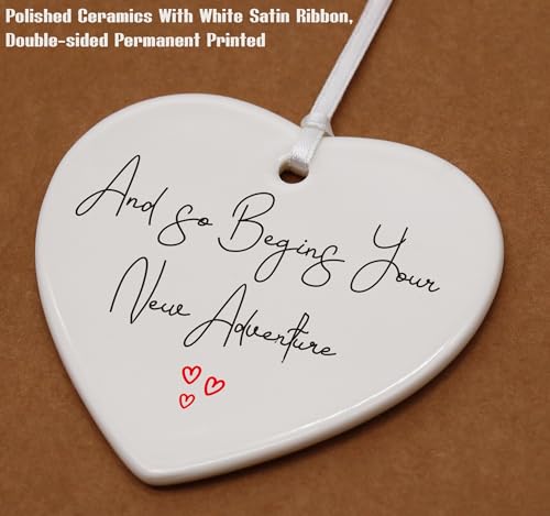 and So Begin Your New Adventure-Funny Engagement Gift for Bride-Bride to Be-Newly Engaged-Bridal Shower Gifts for Her-Bachelorette Party Gifts for Women-Wedding-Heart Shaped Ornament with Gift Box