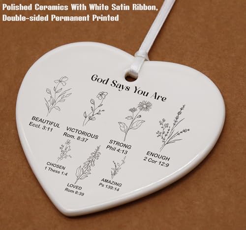 Christian Scripture Religious Bible Verse Gifts for Women Girls,Affirmations Inspirational Girls Women Reminder Gift,Mother's Day,Birthday,Graduation,New Year Heart Shaped Ornament