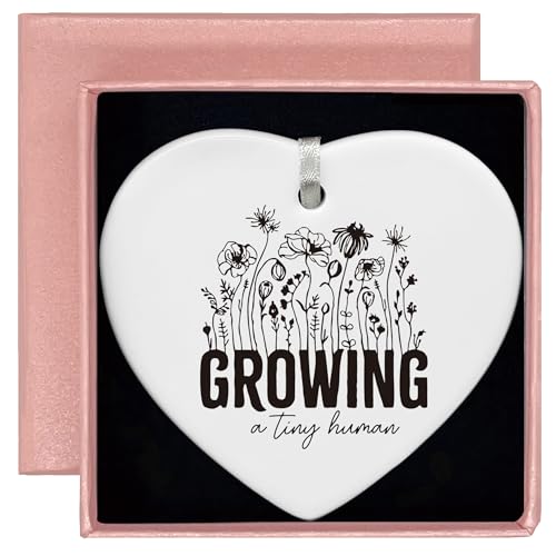 Baby Gender Reveal Gift-Pregnancy Announcement Gift-Growing a Tiny Human-New Mom Gift-Pregnant Mom Gift,Mom to Be Gifts,Expectant Mom Gifts-Baby Coming Soon-Heart Shaped Ornament