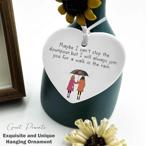 Walk with You in The Rain Ornament,Friendship Gift for Best Friend,Sympathy Gift, Encouragement Gift for Bestie Gift, for Soul Sisters Gift, Heart Ornament, Support Friendship Keepsake