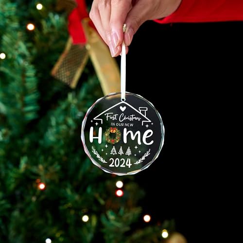 House Warming Gifts New Home, New Home Ornament 2024, Housewarming Gifts for New House, House Warming Gift for Women, Couple, homeowners,New Home Gift Ideas,Glass New Home Ornament 2024