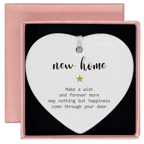 Make a Wish-Congrats Realtor to Homeowner-Happy New Home Gift-Housewarming Present for New Home Owners-Heart Shaped Ornament with Gift Box