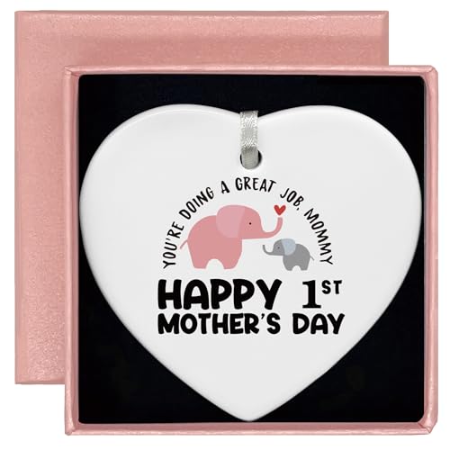 2025 for New Mom-Happy First Mother's Day-You're Doing a Great Job-Mama Life-Mom Gifts-Thank You-Mommy Appreciation Present-Heart Shaped Ornament-Double-Sided rinting
