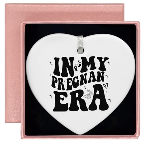 Funny Pregnancy Announcement Present,Expecting Mom,New Mom Present,First Time Mama to Be, Ceramic Heart Shaped Ornament-in My Pregnant Era