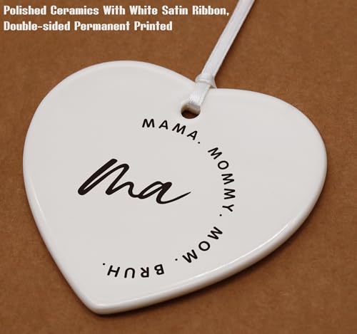 Funny Mom Gift from Daughter Son, for Mom-Birthday Thanksgiving New Year for Mom-Best Friend Mom-Mama Mommy Mom Bruh-Heart Shaped Ornamen