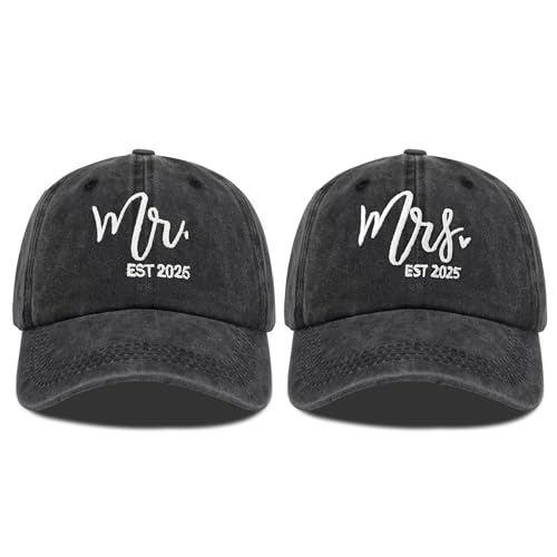 Mr and Mrs Hats for Wedding Gifts, Engagement Anniversary Honeymoon Gifts for Newlyweds Couples Baseball Cap
