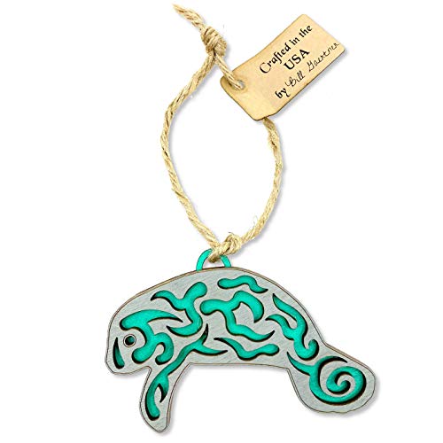 Manatee Ornament - Hand Crafted Wood Manatee Christmas Ornament