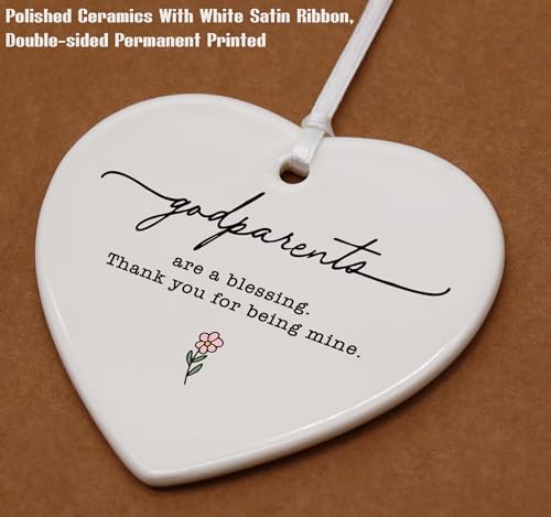 First Time Godparents Presents-Promoted to Godmother Godfather-Godparents Proposal Gift,Pregnancy Announcement Present,Christening Baptism, Heart Shaped Ornament Decor