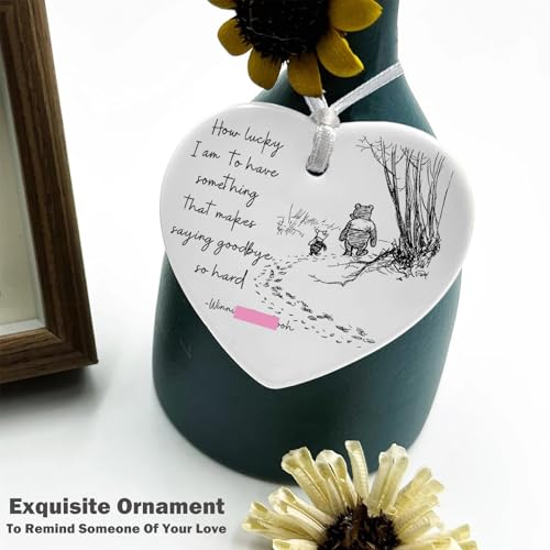 Best Friends Goodbye,Leaving,Going Away,Farewell Gift-How Lucky I Am-Ceramic Heart Ornament Keepsake Sign Plaque Decor Gift-Double-Sided Printing