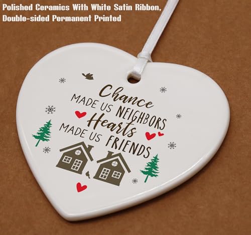 Neighbor Ornaments - Funny Friend, Bestie Gifts for Christmas, Birthday - Neighborhood, Friends, Women - Tree Decoration - Ceramic Heart Shaped With Gift Box