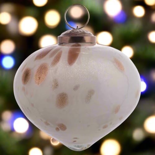 Karma, Christmas Hanging Ornament, Speckled Drop Glass Ornament 3.5” Bronze,Holiday Decoration, Christmas Tree Ornament