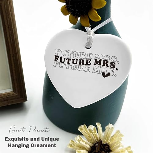 Funny Engagement Gift for Bride-Bride to Be-Newly Engaged,Future Mrs,Bridal Shower Gifts for Her-Bachelorette Party Present for Women-Wedding-Heart Shaped Ornament with Present Box