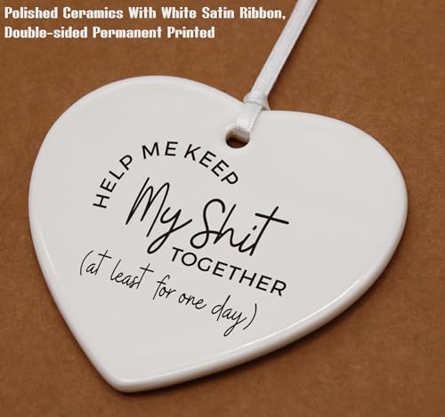 Help Me Keep My Shit Together-Bridesmaid Proposal Gifts-Maid of Honor Proposal Gifts from Bride-Bridal Shower Gifts-Wedding Gifts-Bachelorette Party Gifts for Her Women-Ceramic Heart Shaped Ornament