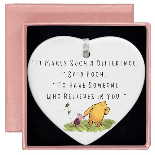 Teacher Mentor Appreciate Gift-It Makes Such A Difference-Teacher Month, Ceramic Heart Ornament Keepsake Plaque Decor Gift-Double-Sided Printing