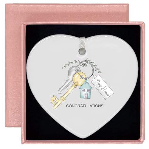 Congratulation New House Gifts-Gifts Realtor to Homeowner-Happy Housewarming -Congrats First Time New Home Present,Housewarming Presents for Houseowner-Heart Shaped Ornament