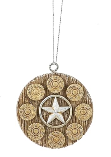 The Bridge Collection Western Shotgun Shell Ornament - Ring of Bullets Ornament for Holiday Decor - Wild West Cowboy Christmas Ornament - Western Star Ornament