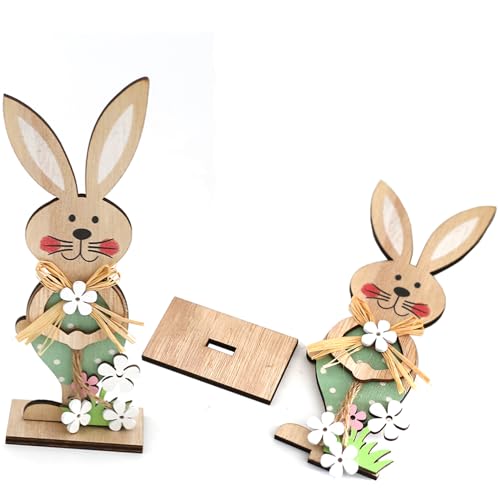 Easter Wooden Bunny Standing Tabletop Ornament Rabbit Sign Tabletop Ornament Rabbit Ornament Bunny Spring Decor Easter Wood Tabletop Ornament (A-2pcs)