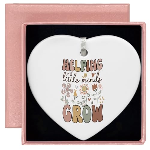 Teacher Appreciation Week Gifts,Thank You Present for Educator,Thanksgiving for Teacher-Heart Shaped Ornament-Helping Little Minds Grow