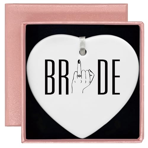 Funny Engagement Gift for Bride-Bride to Be-Future Mrs-Newly Engaged-Bridal Shower Present for Her-Bachelorette Party Present for Women-Wedding-Heart Shaped Ornament with Gift Box