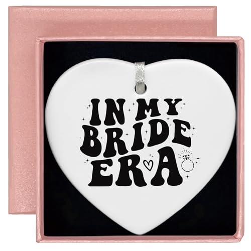 My Bride Era - Bridal Shower and Wedding Gift for Bride to Be - Bachelorette Party, Engagement Present for Fiancee, Wifey, Her - Ceramic Heart Shaped Ornament